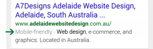 A7Designs mobile friendly google result