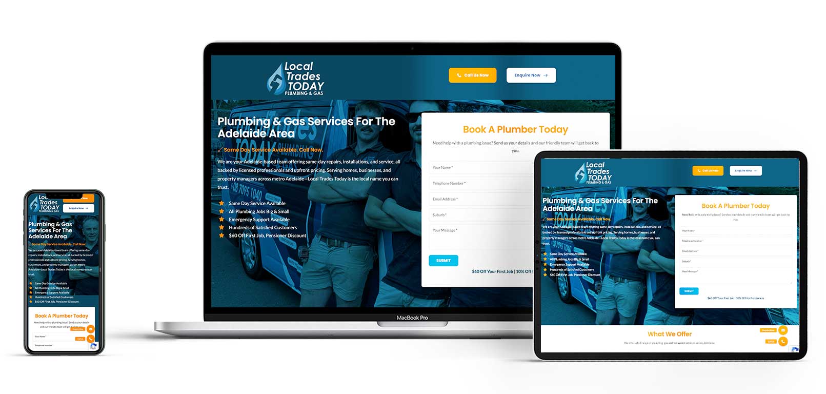 Plumbing website design Adelaide case study for Local Trades Today